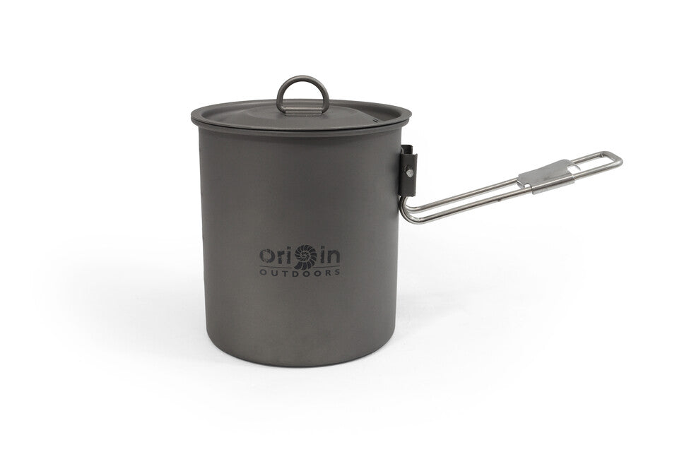 Origin Outdoors Titanium titanijski trekingski lonac/šalica s izljevom i sklopnom ručkom Camping Pot, 750 ml