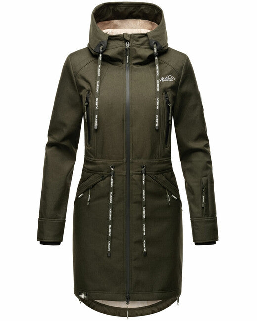 Marikoo Racquelle softshell jakna ženska s kapuljačom, maslinasto zelena