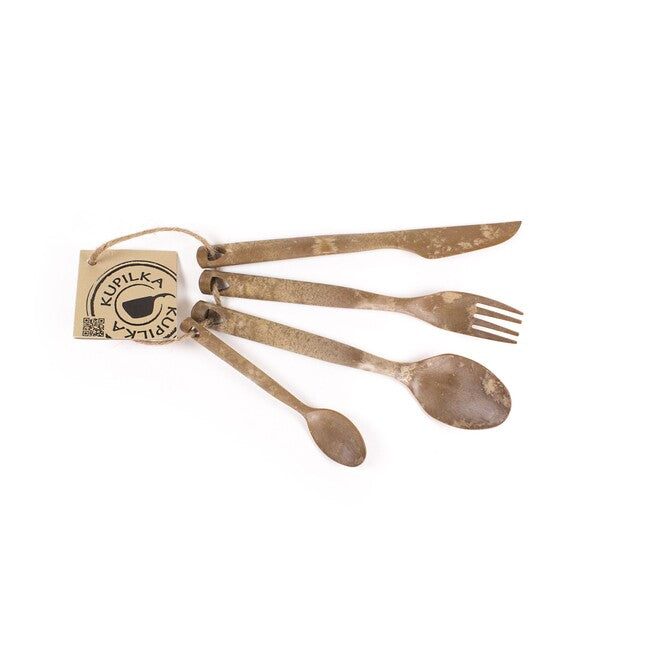 Kupilka CUTLERY kamping pribor u pakiranju, smeđi