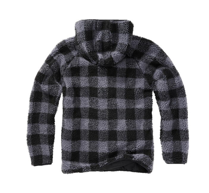 Brandit Worker flis jakna s kapuljačom Teddyfleece, crna/siva