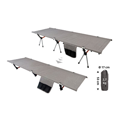 BasicNature kamping krevet povišeni, 190 cm, sivi