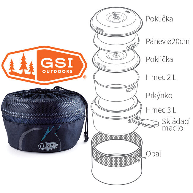 GSI Outdoors Bugaboo Ceramic Base Camper kamping set lonaca Medium 2+3 l