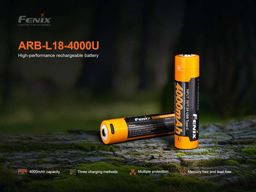 Fenix 18650 punjiva USB-C baterija 4000 mAh (Li-Ion)