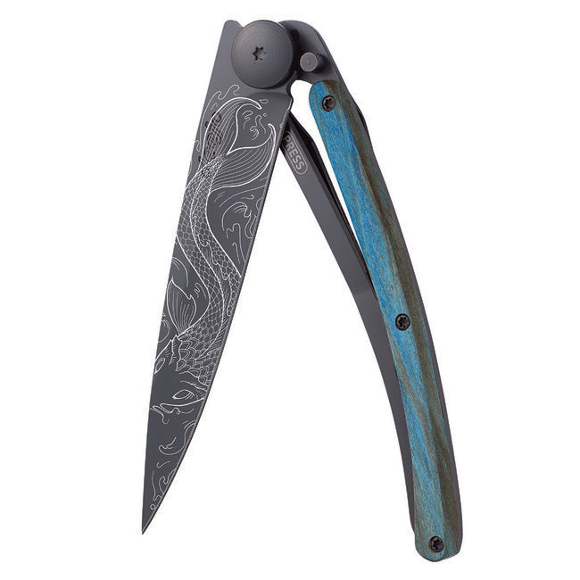 Deejo Fish sklopivi nož Black tattoo blue beech