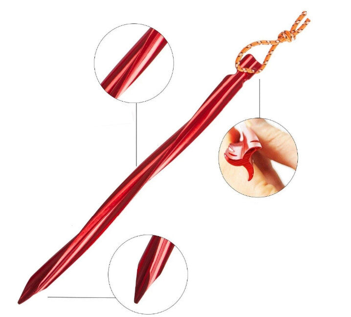 BasicNature Y-Stake Spiral šatorski klinovi 25 cm, crveni, 6 kom