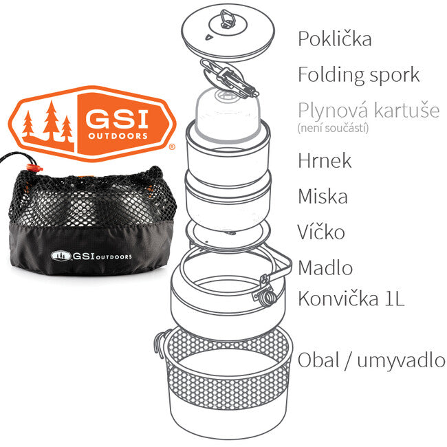 GSI Outdoors Glacier Ketalist set za kuhanje za jednu osobu, 1 l