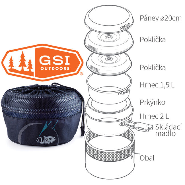 GSI Outdoors Bugaboo Base Camper set posuđa s teflonskim premazom za 2 osobe, 1.5 + 2 l