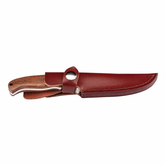 Herbertz svestrani nož 9 cm damast drvo Cocobolo na remen, kožna futrola