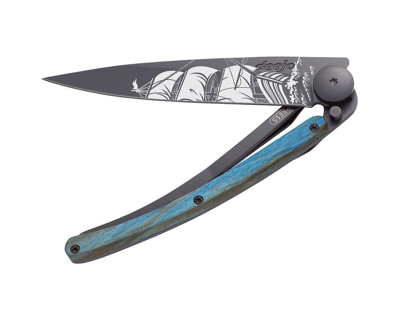 Deejo Tattoo sklopivi nož Black blue beech Corsair