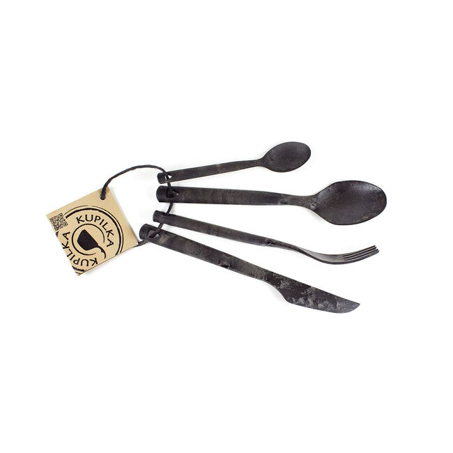 Kupilka CUTLERY kamping pribor u pakiranju, crni