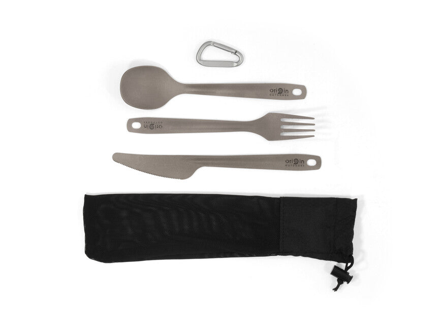 Origin Outdoors Titanium titanijski 3-dijelni set pribora s karabinerom