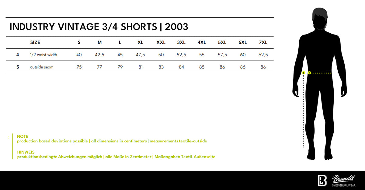 Veľkostná tabuľka Industry Vintage 3/4 Shorts