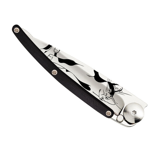 Deejo Tattoo sklopivi nož ebony wood cat
