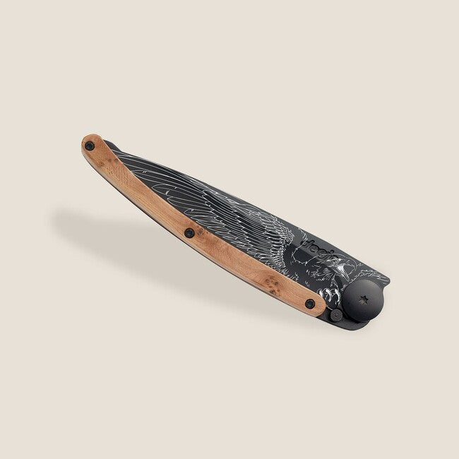 Deejo Tattoo Biker Eagle sklopivi nož crni juniper wood