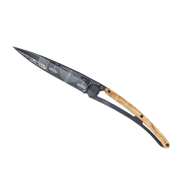 Deejo Tattoo sklopivi nož Black olive wood Libra