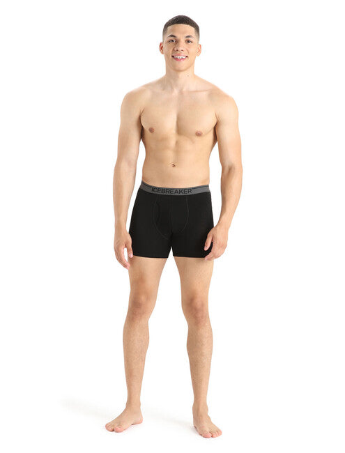 Icebreaker Anatomica muške bokserice s otvorom, crne