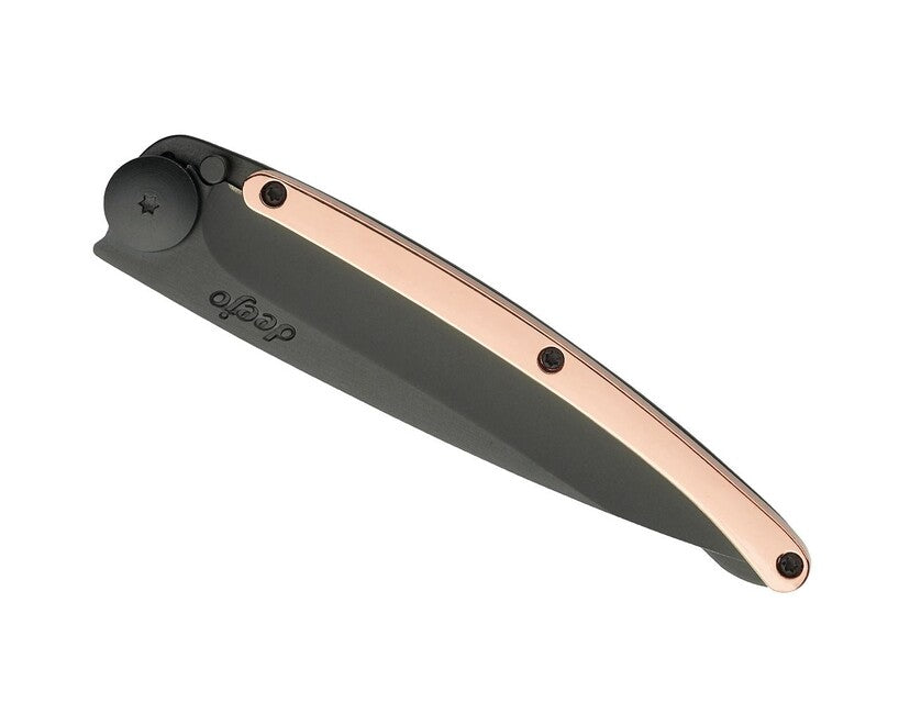 Deejo GOLD sklopivi nož 18kt pink, crni