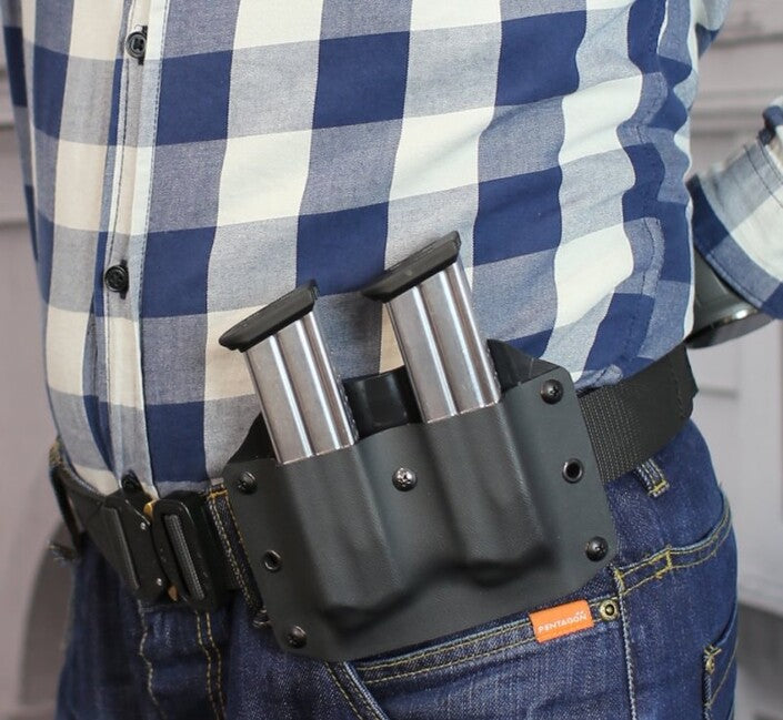 Falco F902 2021 Kydex vertikalna futrola za dva okvira kompatibilna sa spremnicima Glock 19, crna desna