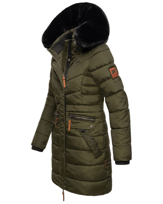 Navahoo Paula ženska parka zimska s kapuljačom, Dark olive w. BF