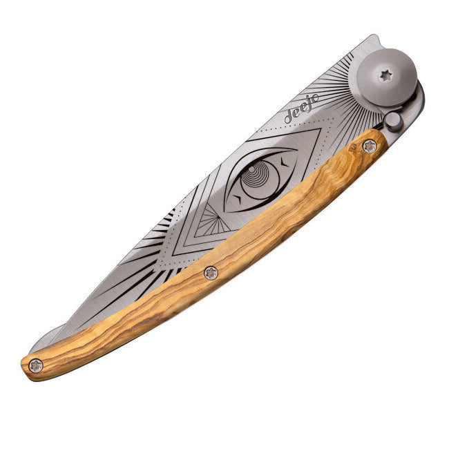 Deejo Tattoo sklopivi nož olive wood Vision