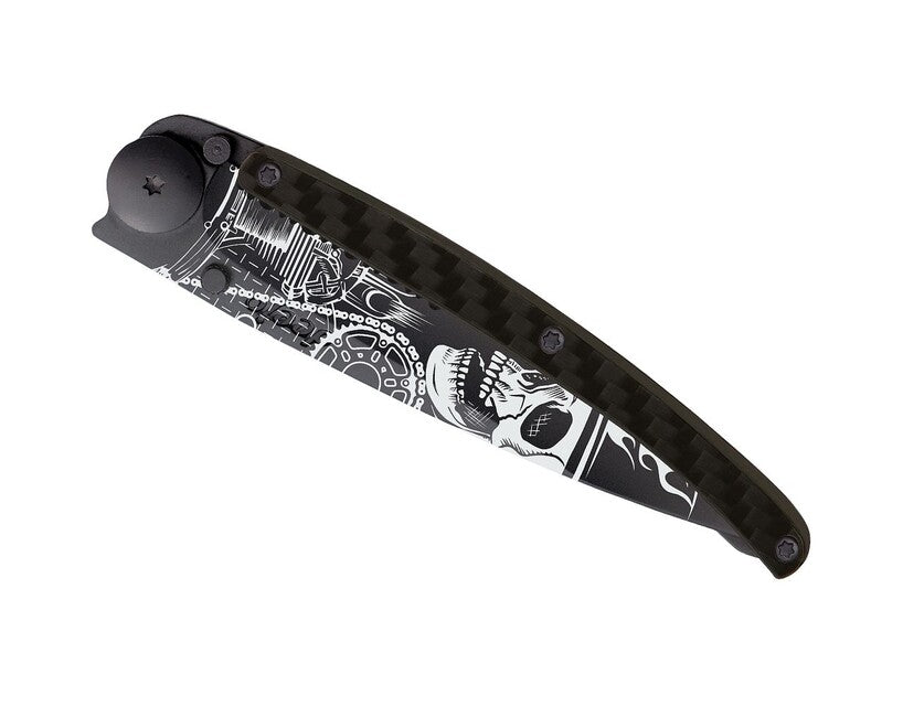 Deejo Tattoo Serration sklopivi nož carbon, Ride or Die