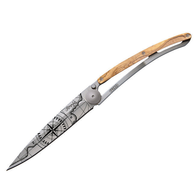 Deejo Tattoo sklopivi nož olive wood, Terra incognita