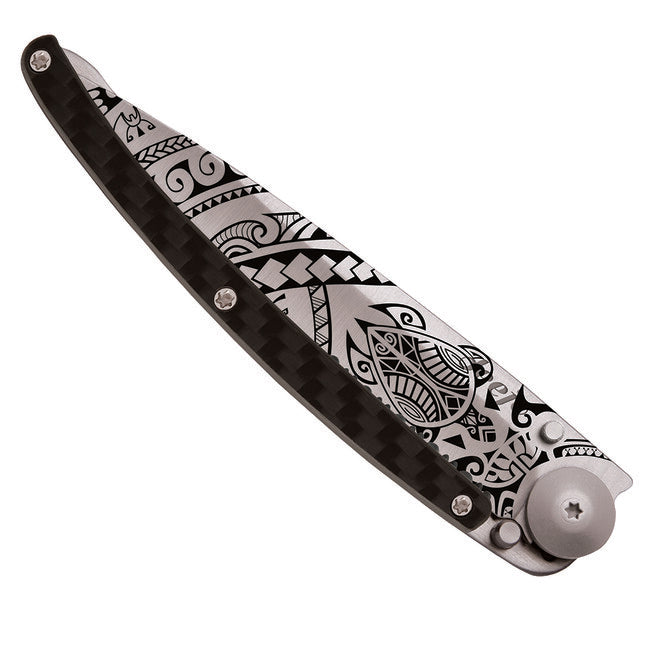 Deejo Serration sklopivi nož Carbon fiber Polynesian
