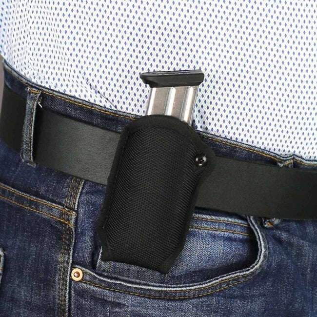 Falco Nylonové opaskové puzdro F801 na zásobnik s retenčnou skrutkou kompatibilné s pištoľou Glock 19, čierne ľavé