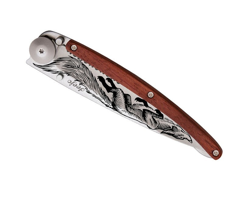 Deejo Tattoo sklopivi nož Serration coralwood Fox