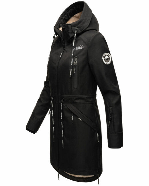 Marikoo Racquelle softshell jakna ženska s kapuljačom, crna