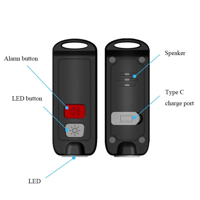 W&G SHIELD SOS osobni alarm s LED svjetlom i gumbom za pokretanje, crni