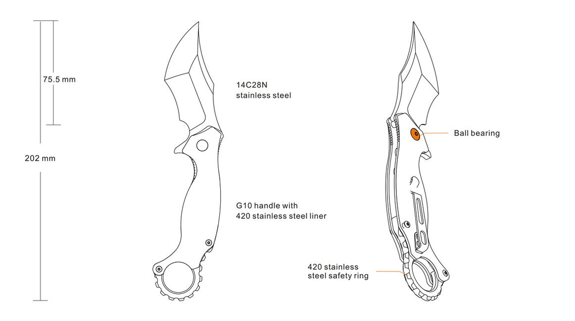 Ruike P881 nož, crni