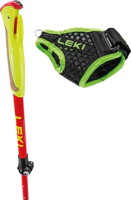LEKI Ultratrail FX Junior trail running štapovi, prirodni ugljik-jarko crvena-neonska žuta, 95-110 cm