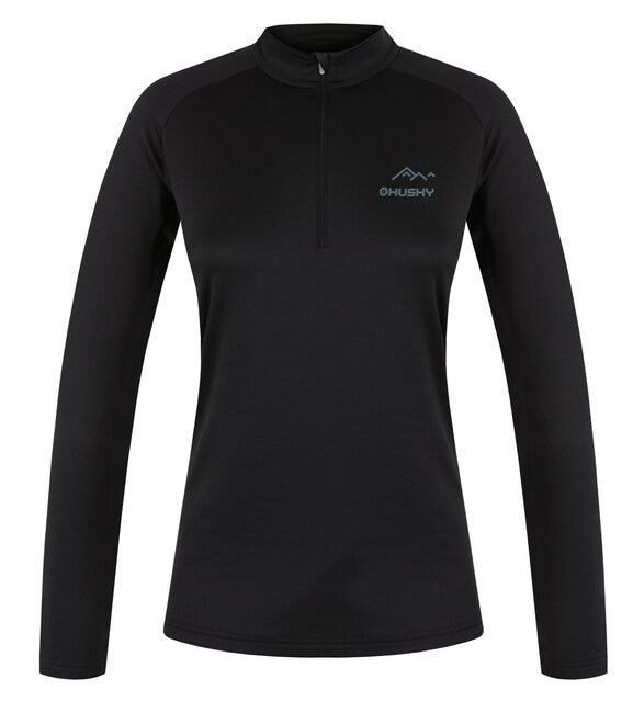 HUSKY Active Winter termo rublje majica s dugim rukavom TROMI zips, crna, L