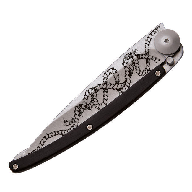 Deejo Tattoo sklopivi nož ebony wood Rope