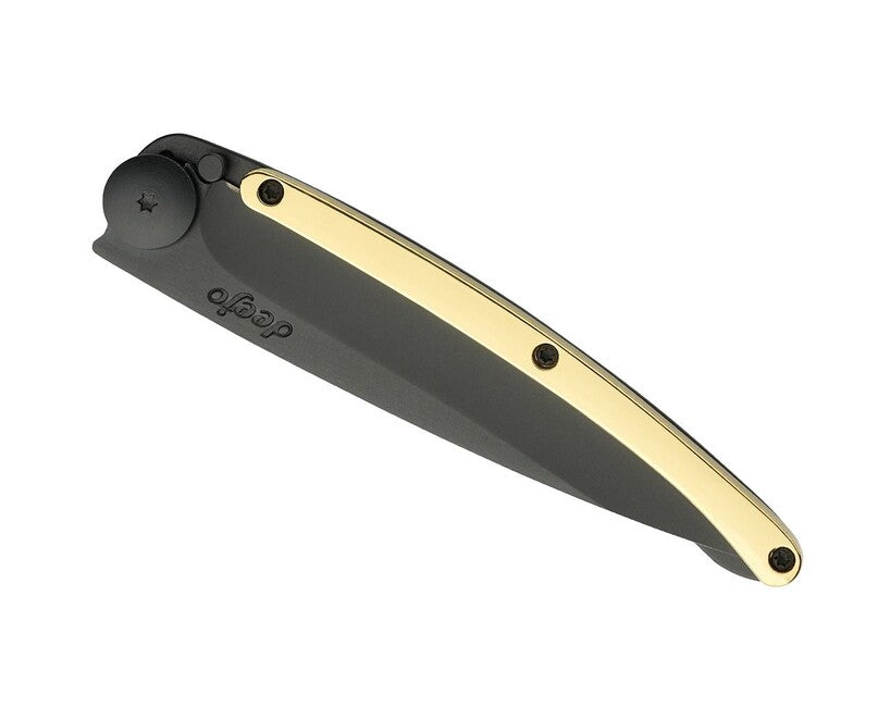 Deejo GOLD sklopivi nož 23kt yellow, crni