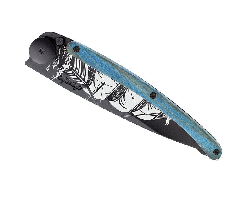 Deejo Tattoo sklopivi nož Black blue beech Corsair