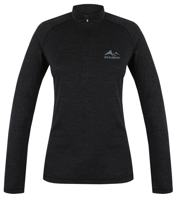 HUSKY Merino termo rublje majica dugih rukava Merow Zips, crna, L