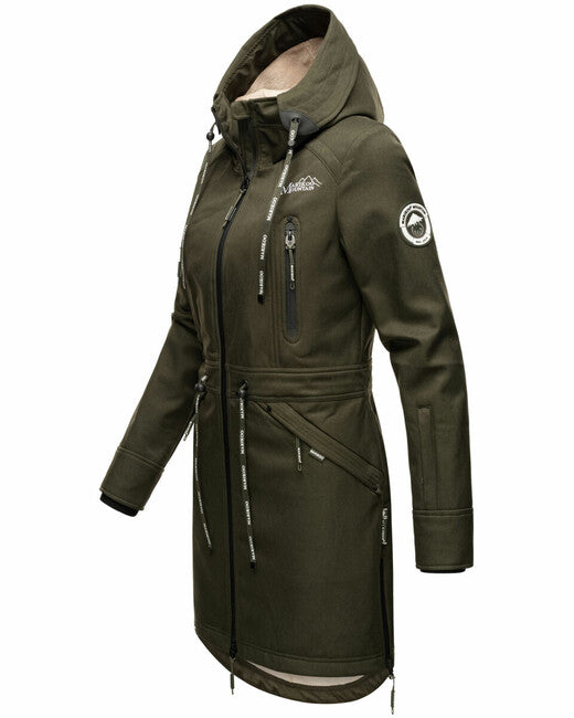 Marikoo Racquelle softshell jakna ženska s kapuljačom, maslinasto zelena