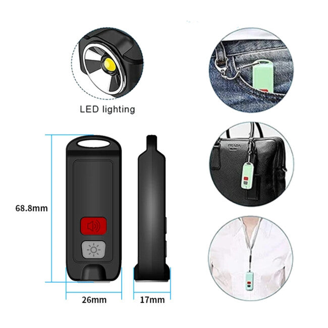 W&G SHIELD SOS osobni alarm s LED svjetlom i gumbom za pokretanje, bijeli