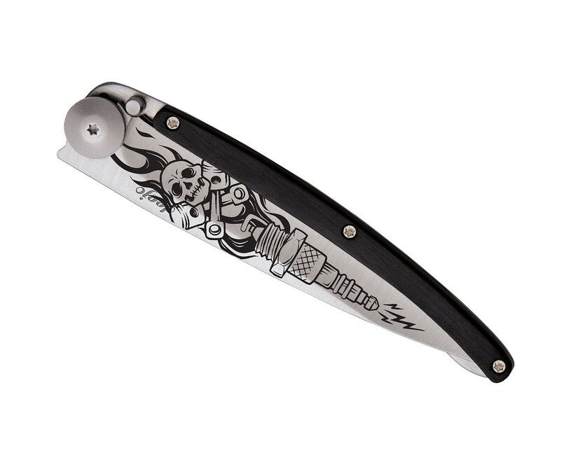 Deejo Tattoo Biker sklopivi nož ebony wood