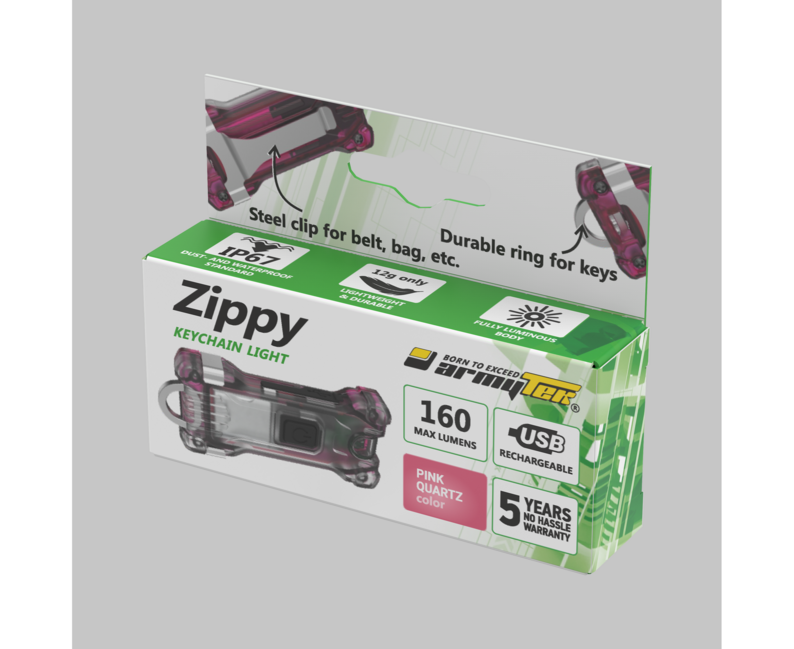 ArmyTek Zippy LED privjesak za ključeve, ružičasti