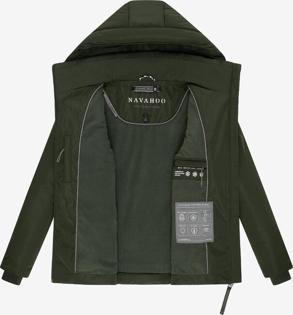 Navahoo FLÜSTERFEE 14 zimska jakna ženska s velikom kapuljačom, dark olive