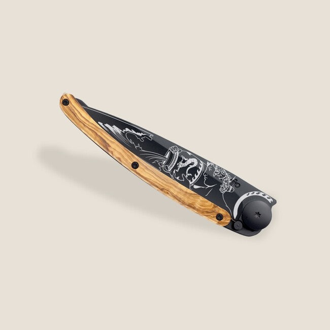 Deejo Tattoo sklopivi nož Black olive wood Aquarius