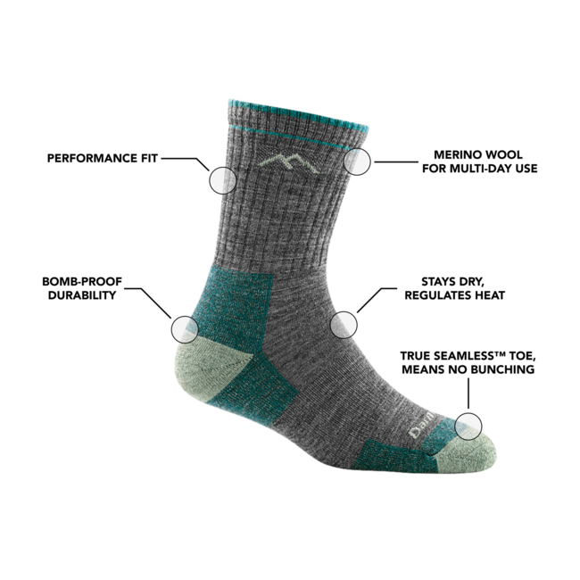 Darn Tough Hiker Micro Crew Midweight planinarske čarape s amortizacijom, Sage