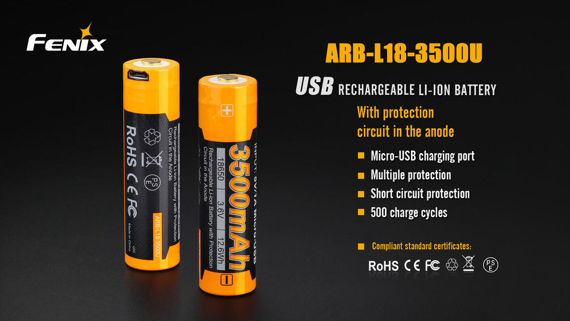 Fenix baterija za punjenje USB 18650 li-ion 3500 mAh