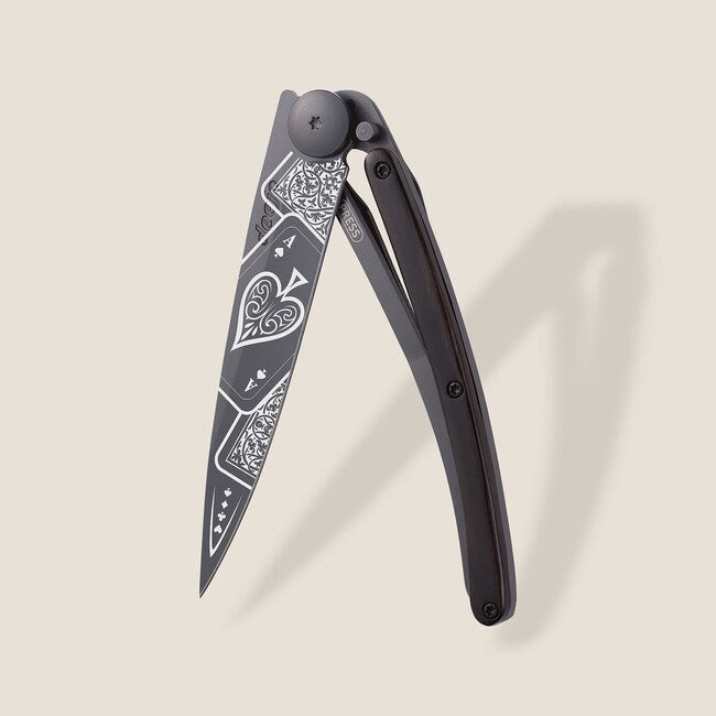 Deejo Black tattoo biker sklopivi nož ebony wood Good Luck