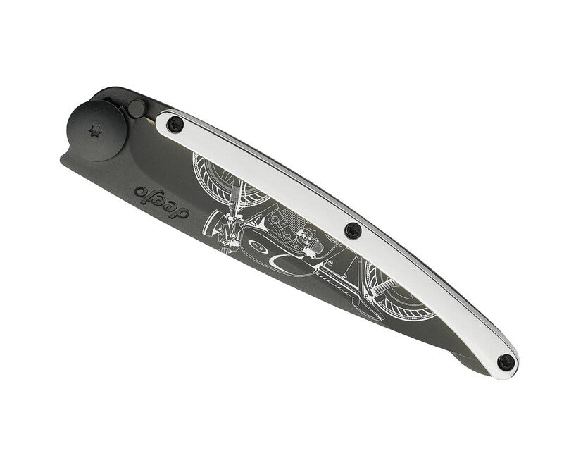Deejo GOLD Tattoo 9kt white Cafe Racer sklopivi nož