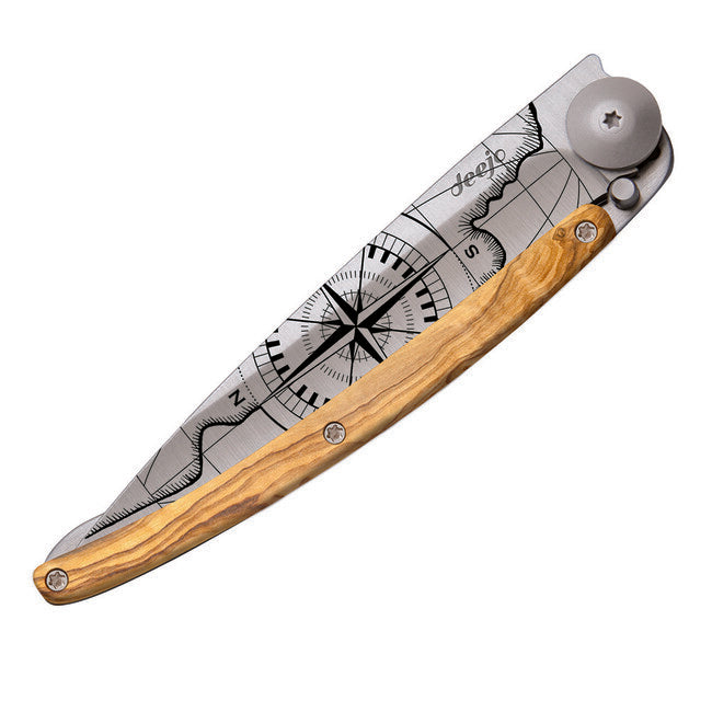 Deejo Tattoo sklopivi nož olive wood, Terra incognita