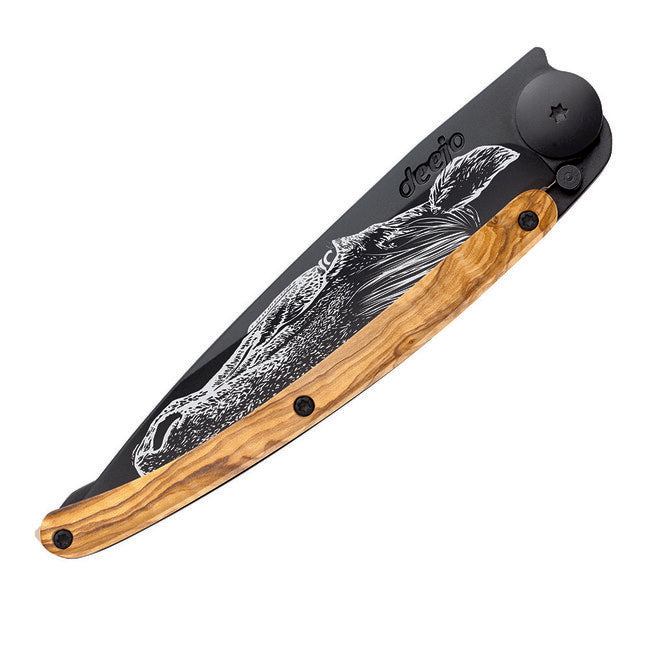 Deejo Black tattoo sklopivi nož olive wood warmblood